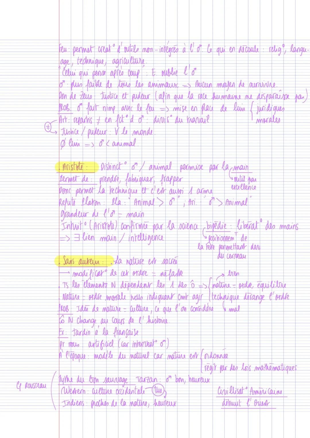 3:ilya
≠: il n'y a pas
ø: absence de
♂: homme
IN: matine (e)

# La nature et la rechnique:

- Defs: Nature: Ce que existe sans l'intervent° 