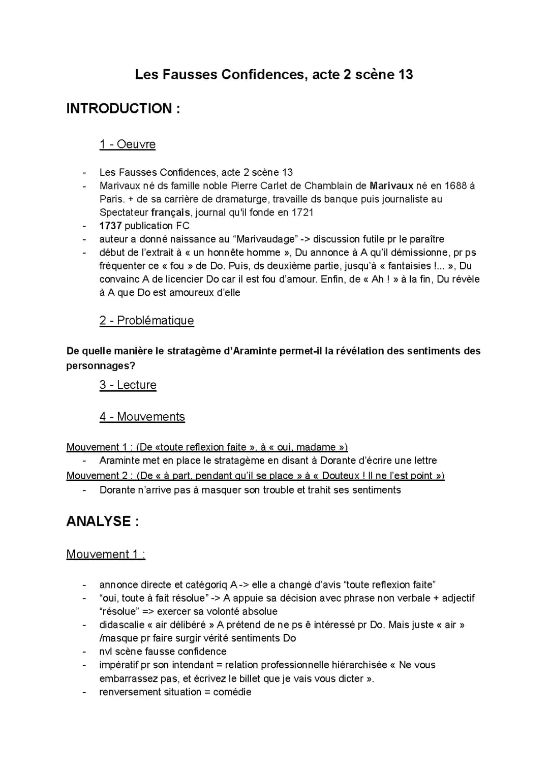 Lecture linéaire des Fausses Confidences acte 2 scène 13