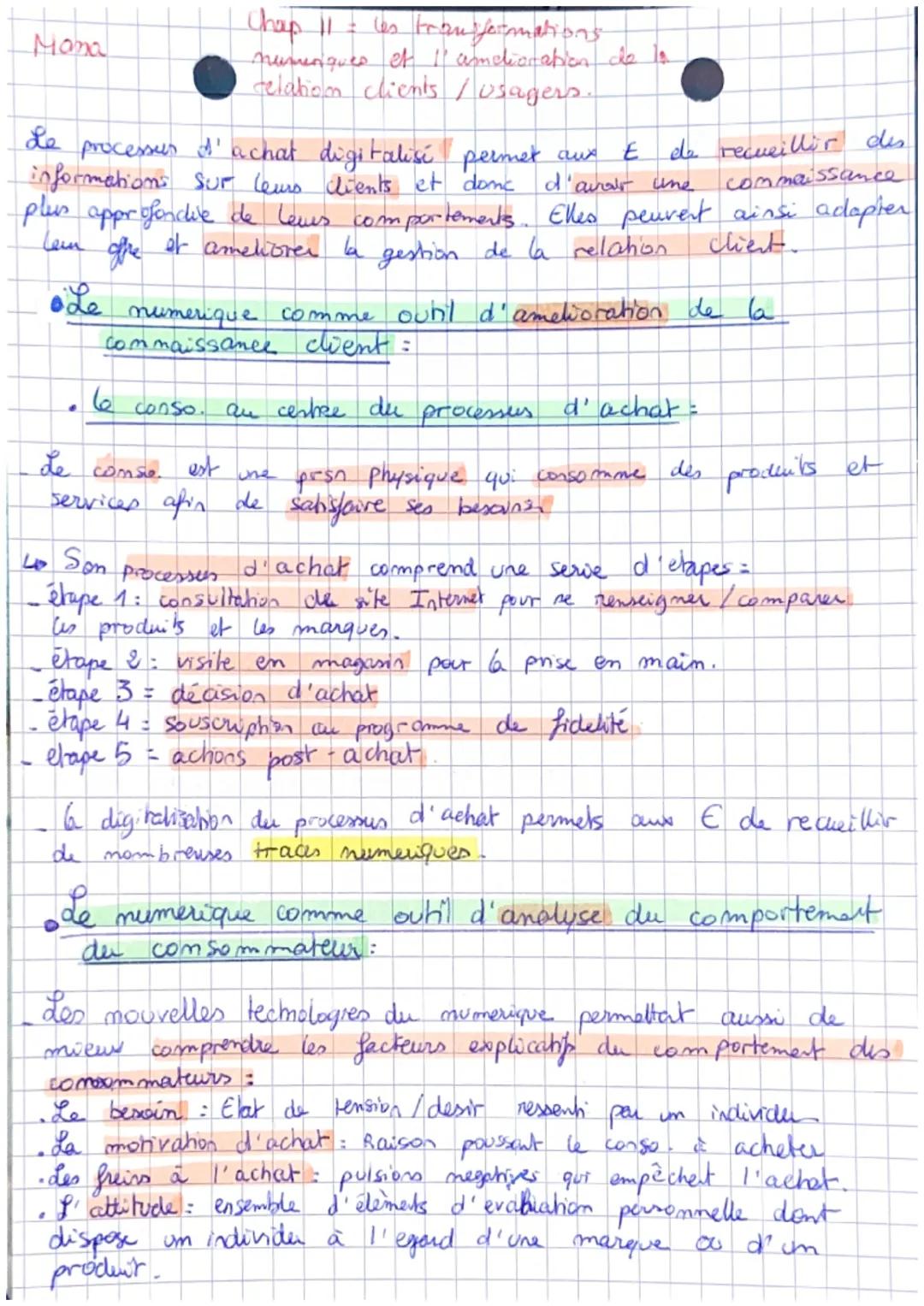 Mona

Chap 11 = les transformations
numeriques et I camelioration de la
relation clients / usagers.

Le processus d'achat digitalisé permet 