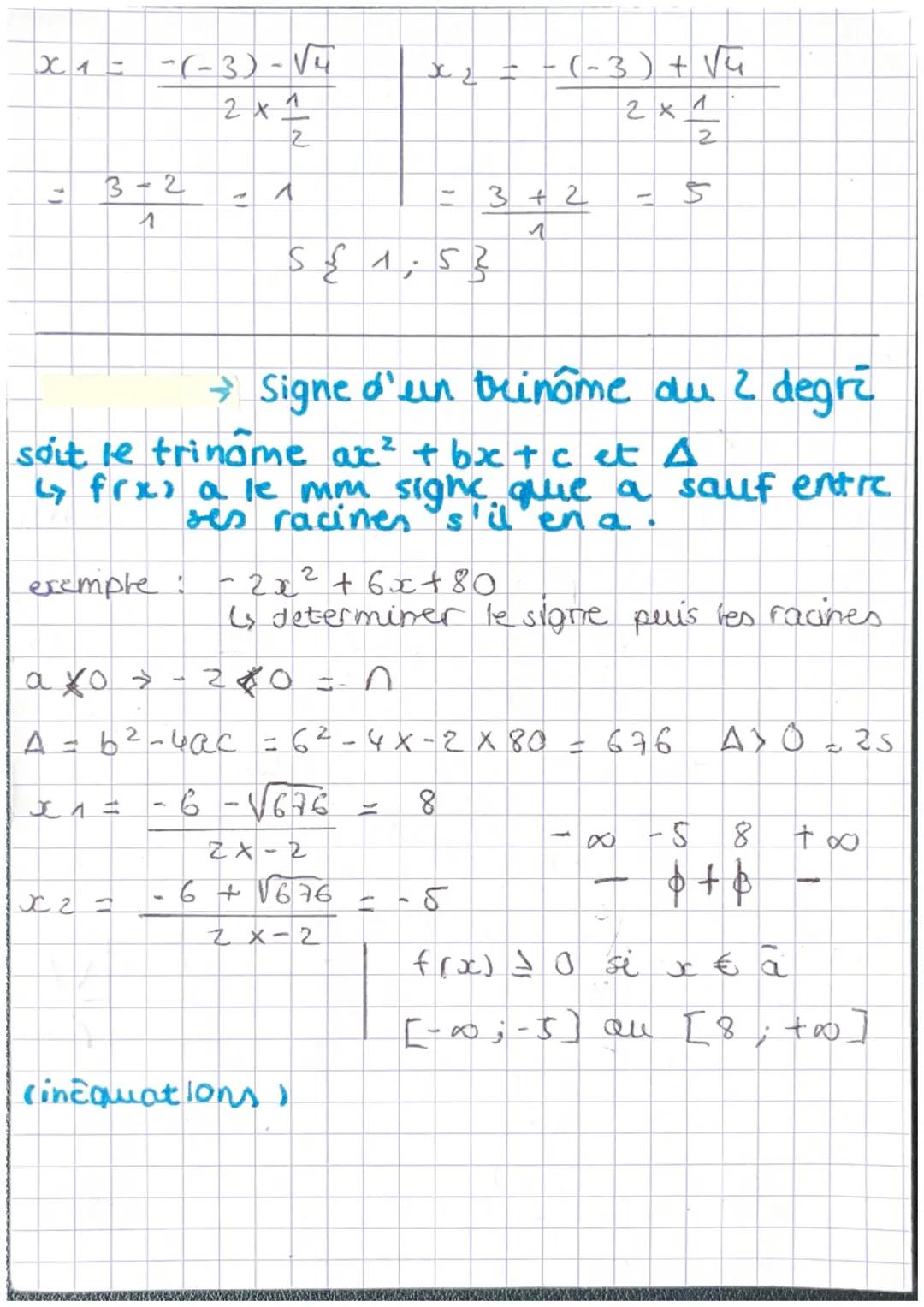 RESOUDRE LES EQUATIONS
DU 2nd DEGRE
4 ax² + bx +e
maths
→ le discriminant : A = b²-4ac
permet de trouver les racines de l'èquation
& salutio