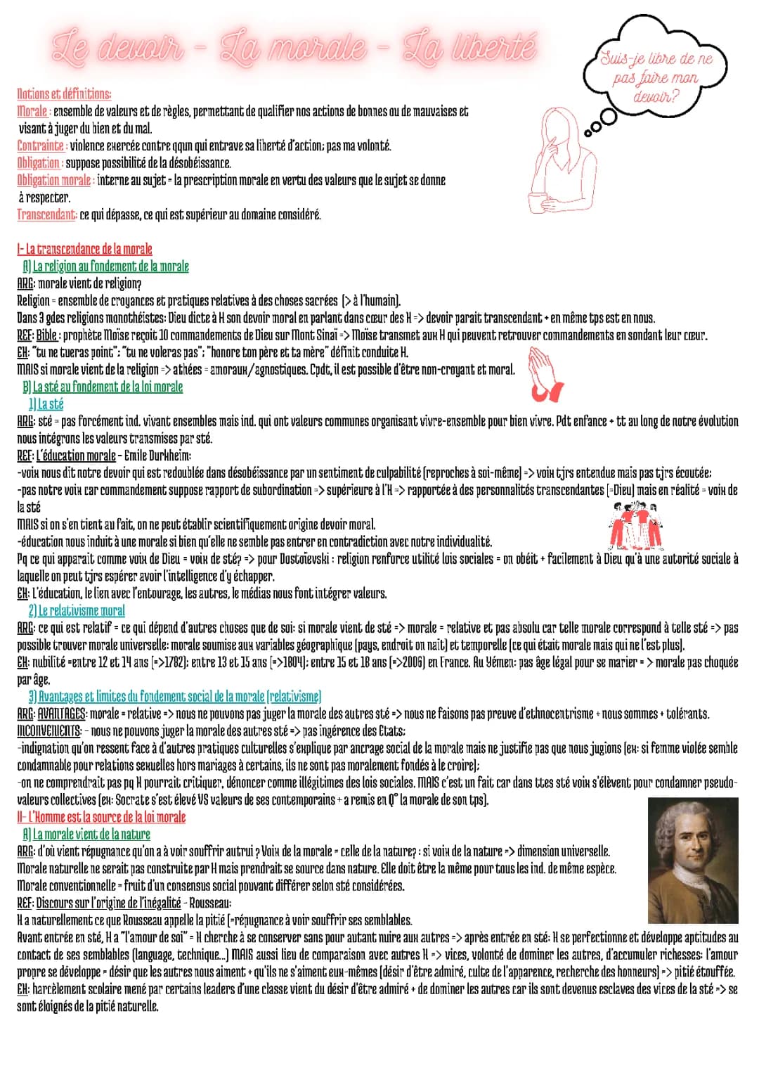 LE DEVOIR LA MORAL LA LIBERTÉ (philosophie)