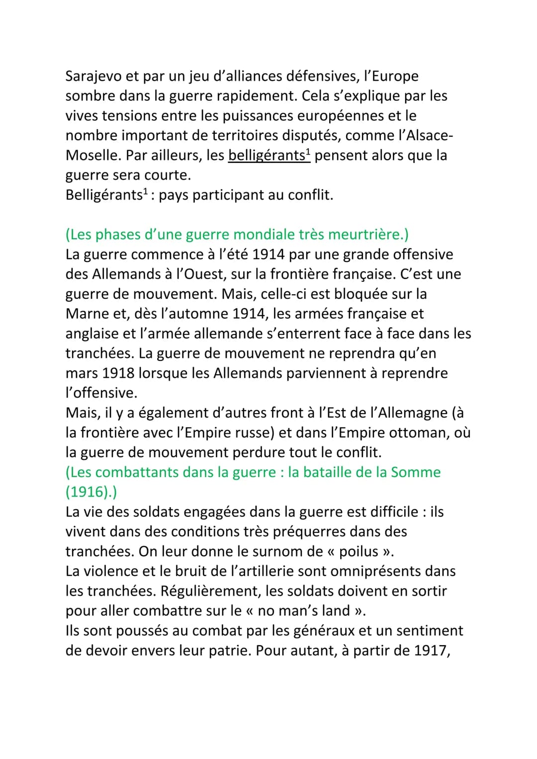 Histoire/Géo
Chapitre 1: Civils et militaires dans la
Première Guerre Mondiale (1914-1918):
Guerre Mondiale : conflit qui implique des États