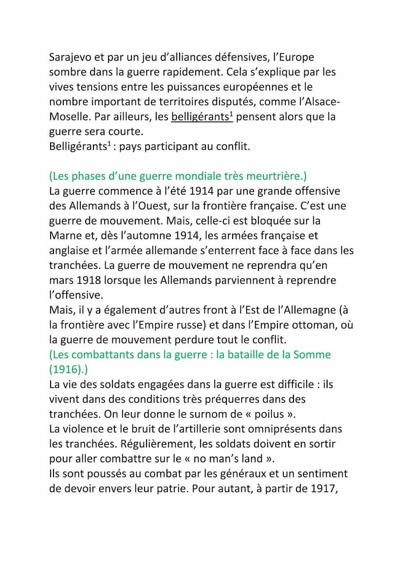 Histoire/Géo
Chapitre 1: Civils et militaires dans la
Première Guerre Mondiale (1914-1918):
Guerre Mondiale : conflit qui implique des États