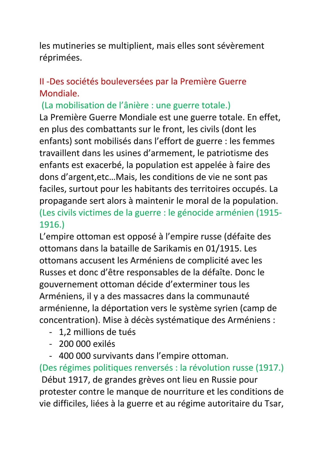 Histoire/Géo
Chapitre 1: Civils et militaires dans la
Première Guerre Mondiale (1914-1918):
Guerre Mondiale : conflit qui implique des États