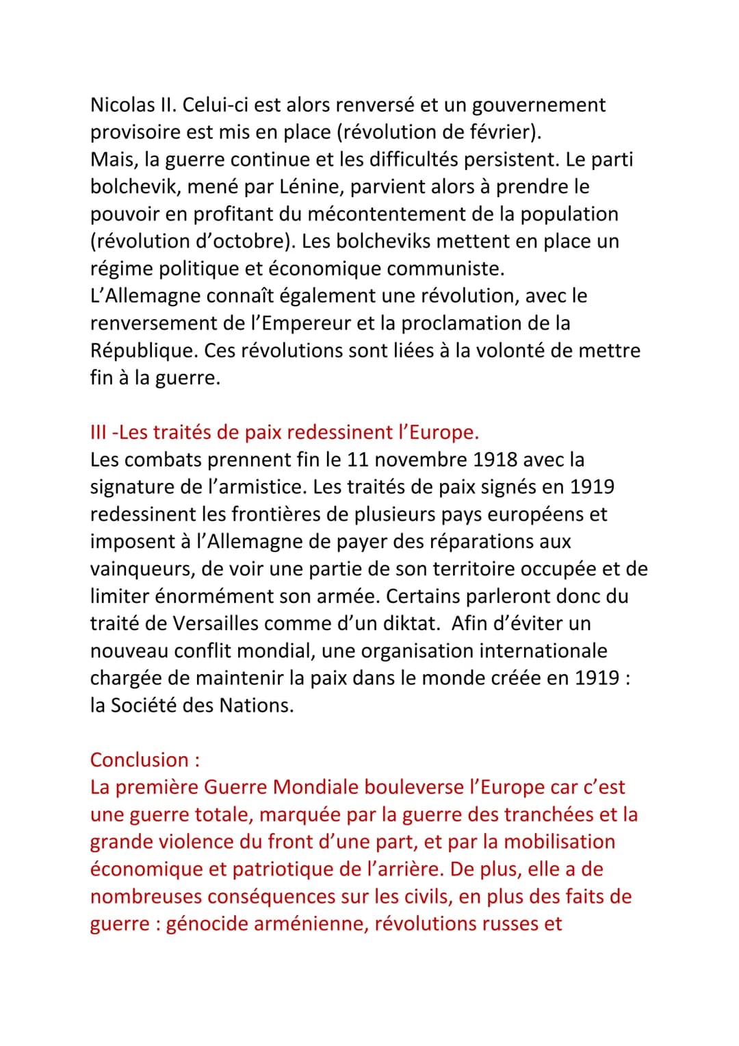 Histoire/Géo
Chapitre 1: Civils et militaires dans la
Première Guerre Mondiale (1914-1918):
Guerre Mondiale : conflit qui implique des États