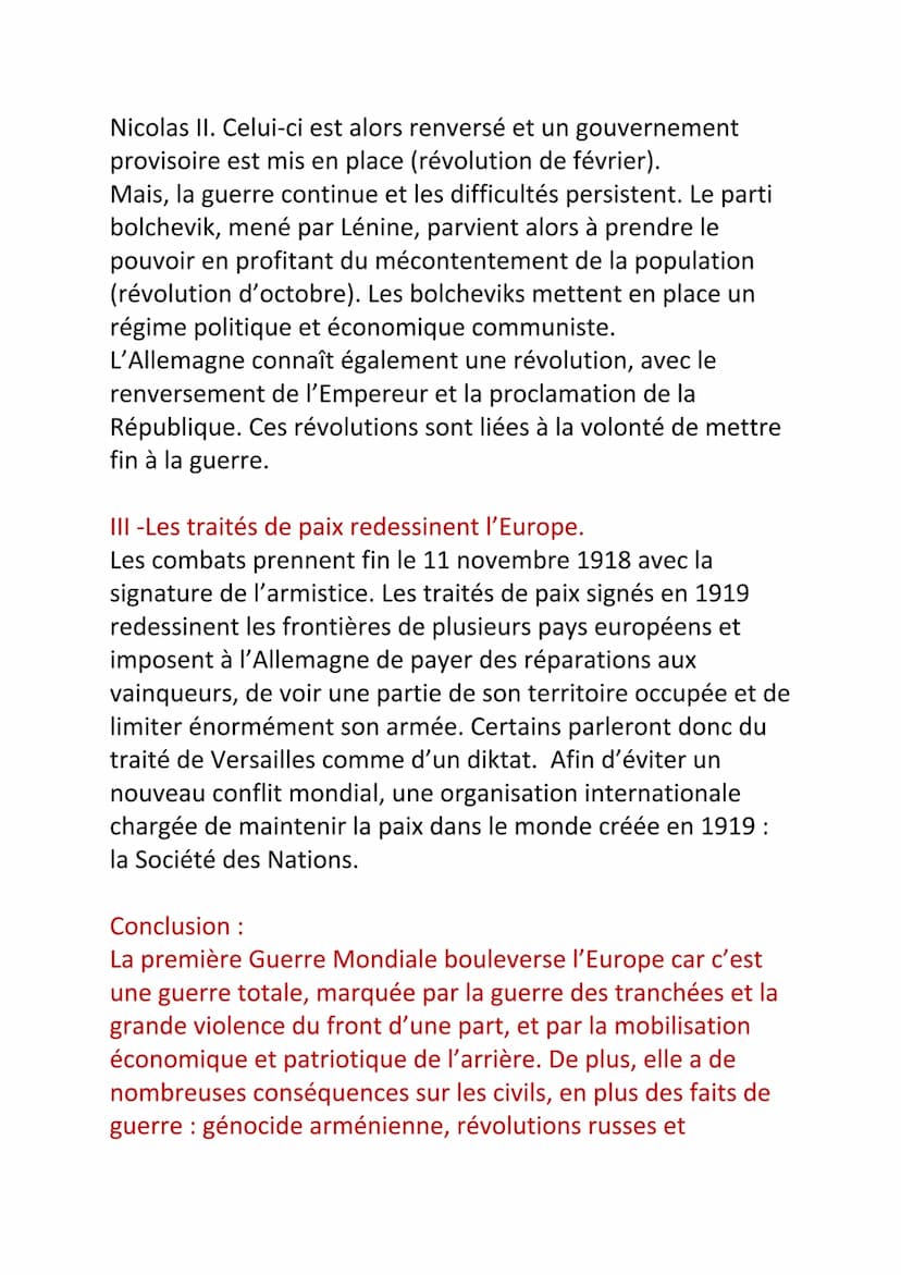 Histoire/Géo
Chapitre 1: Civils et militaires dans la
Première Guerre Mondiale (1914-1918):
Guerre Mondiale : conflit qui implique des États