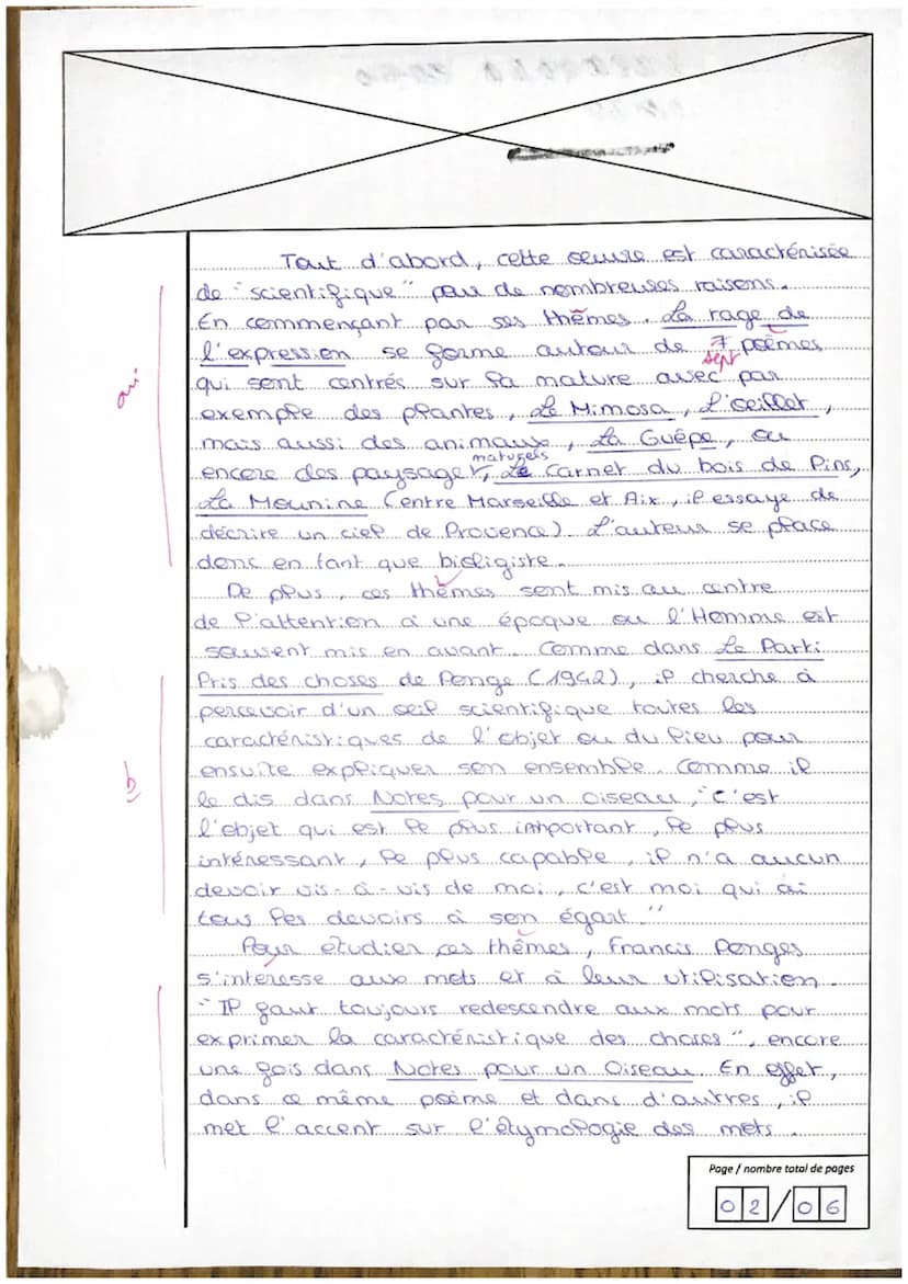 B. Œuvre Francis PONGE, LA RAGE DE L'EXPRESSION
Parcours DANS L'ATELIER DU POETE
quête obsessionnelle
du not juste.
Dans son œuvre La rage d