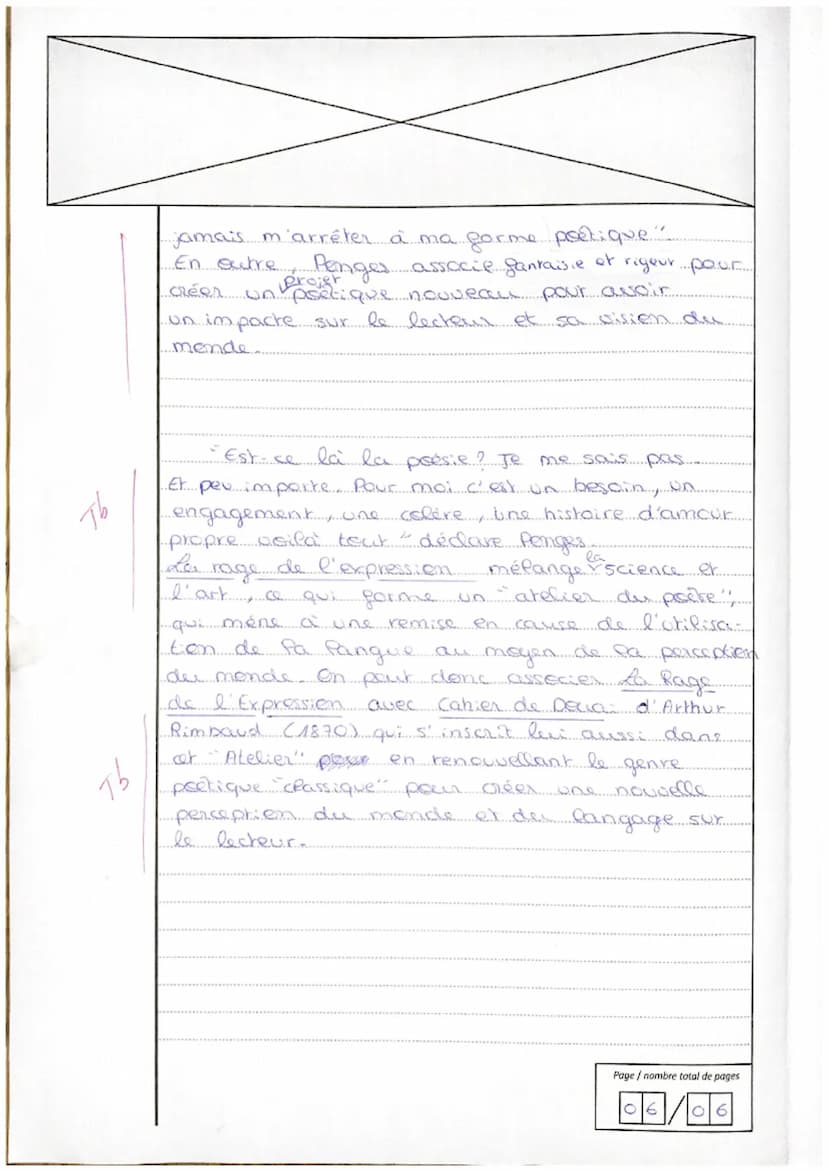 B. Œuvre Francis PONGE, LA RAGE DE L'EXPRESSION
Parcours DANS L'ATELIER DU POETE
quête obsessionnelle
du not juste.
Dans son œuvre La rage d
