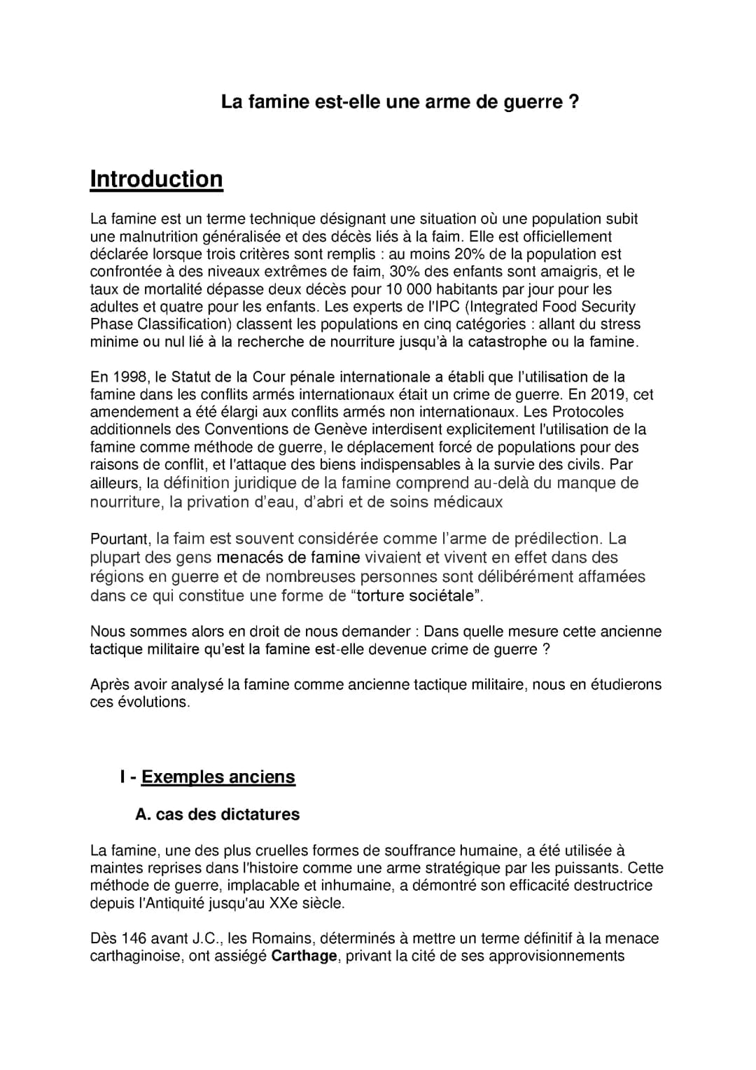 Grand oral HGGSP - Famine comme arme de guerre