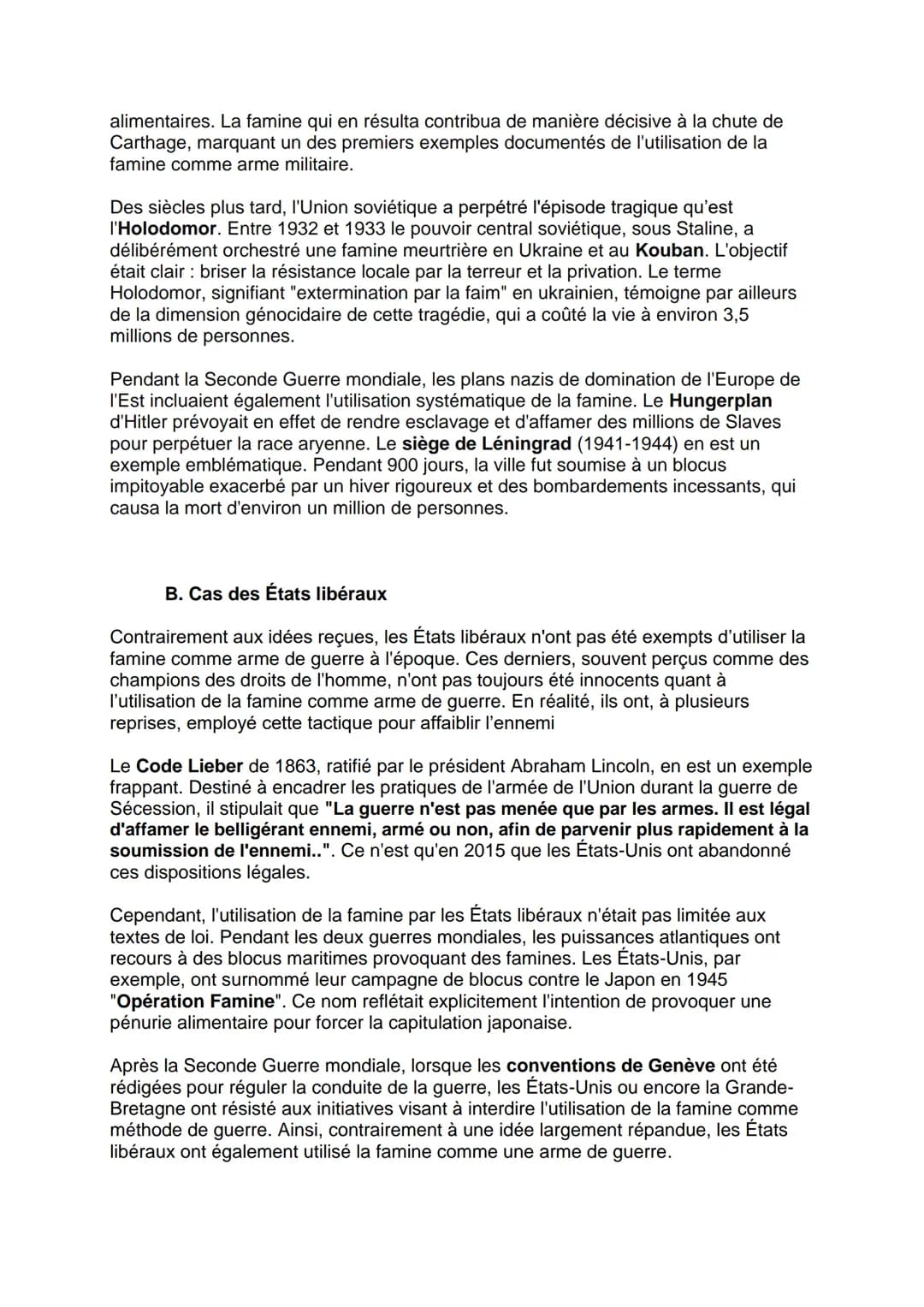 La famine est-elle une arme de guerre ?
Introduction
La famine est un terme technique désignant une situation où une population subit
une ma