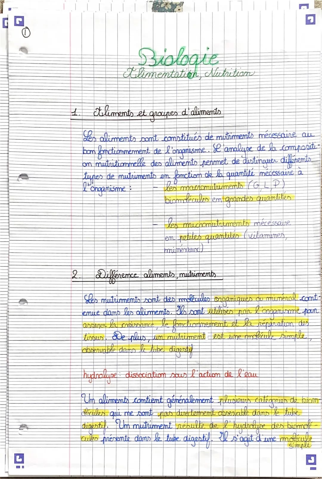 Cours de BPH ST2S: Nutrition et Alimentation - Tableau des Biomolécules et Vitamines PDF