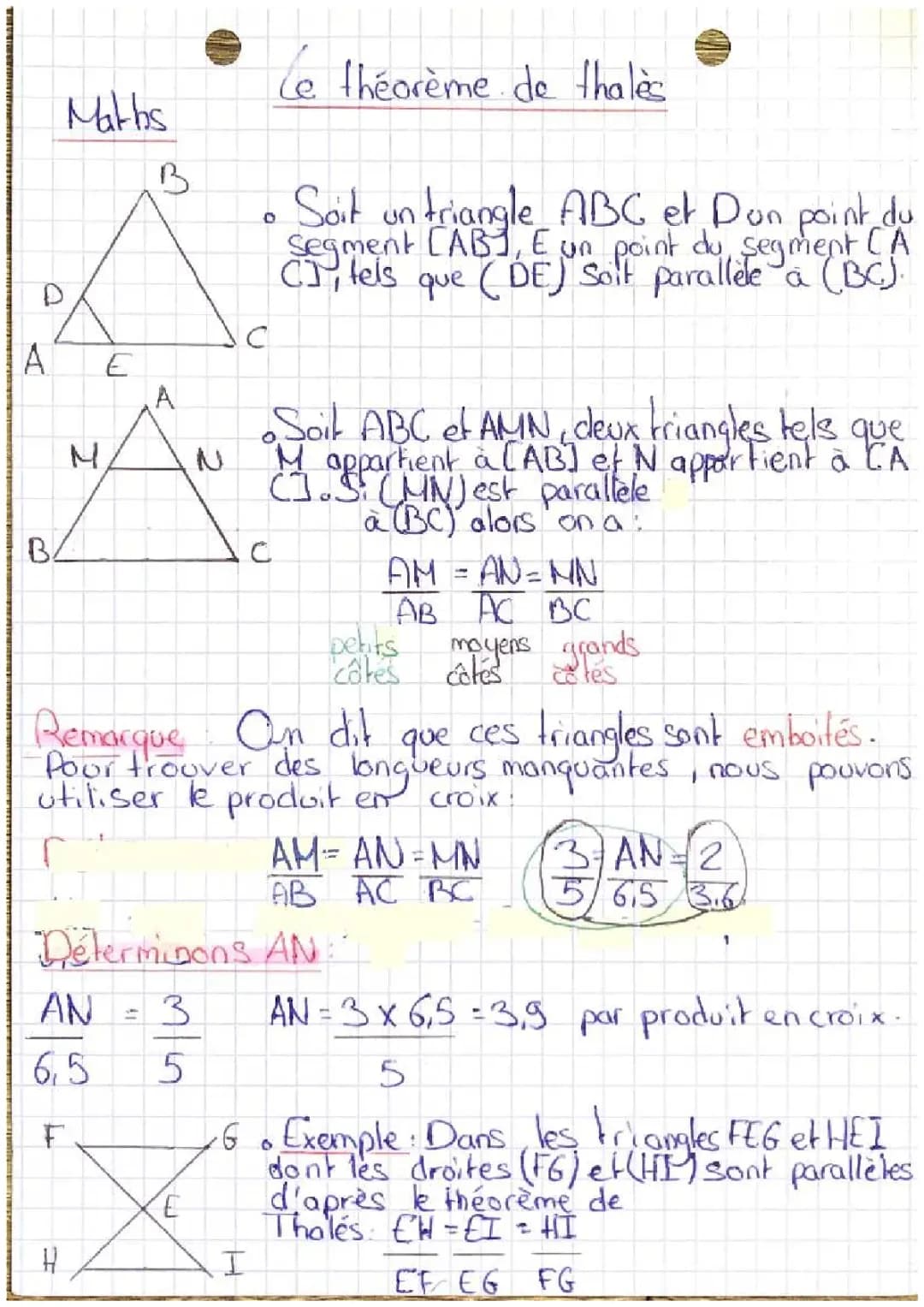 Exercices Corrigés du Théorème de Thalès pour les Élèves de 3ème et 4ème