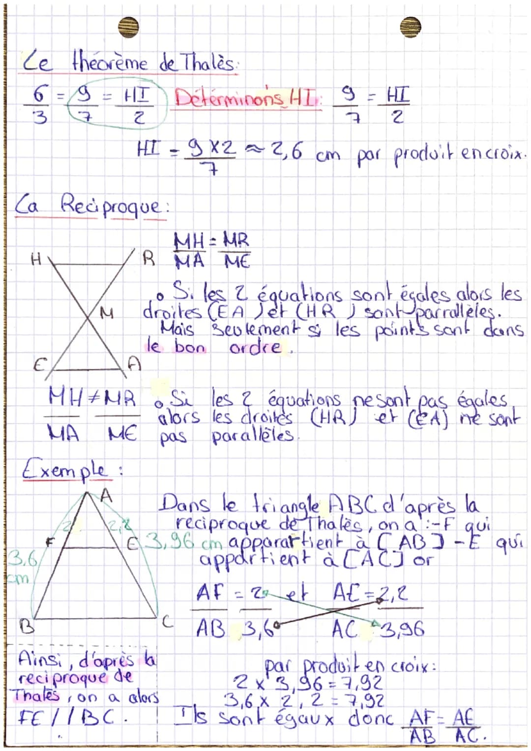 A
A
B
Maths
M
r
TJ
T
E
B
A
с
mlin
Le théorème de thales
O
H
Soit un triangle ABC et Dun point du
segment [ABS, E un point du segment CA
CI, 
