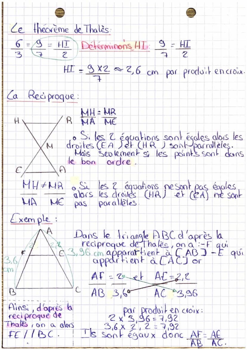 A
A
B
Maths
M
r
TJ
T
E
B
A
с
mlin
Le théorème de thales
O
H
Soit un triangle ABC et Dun point du
segment [ABS, E un point du segment CA
CI, 