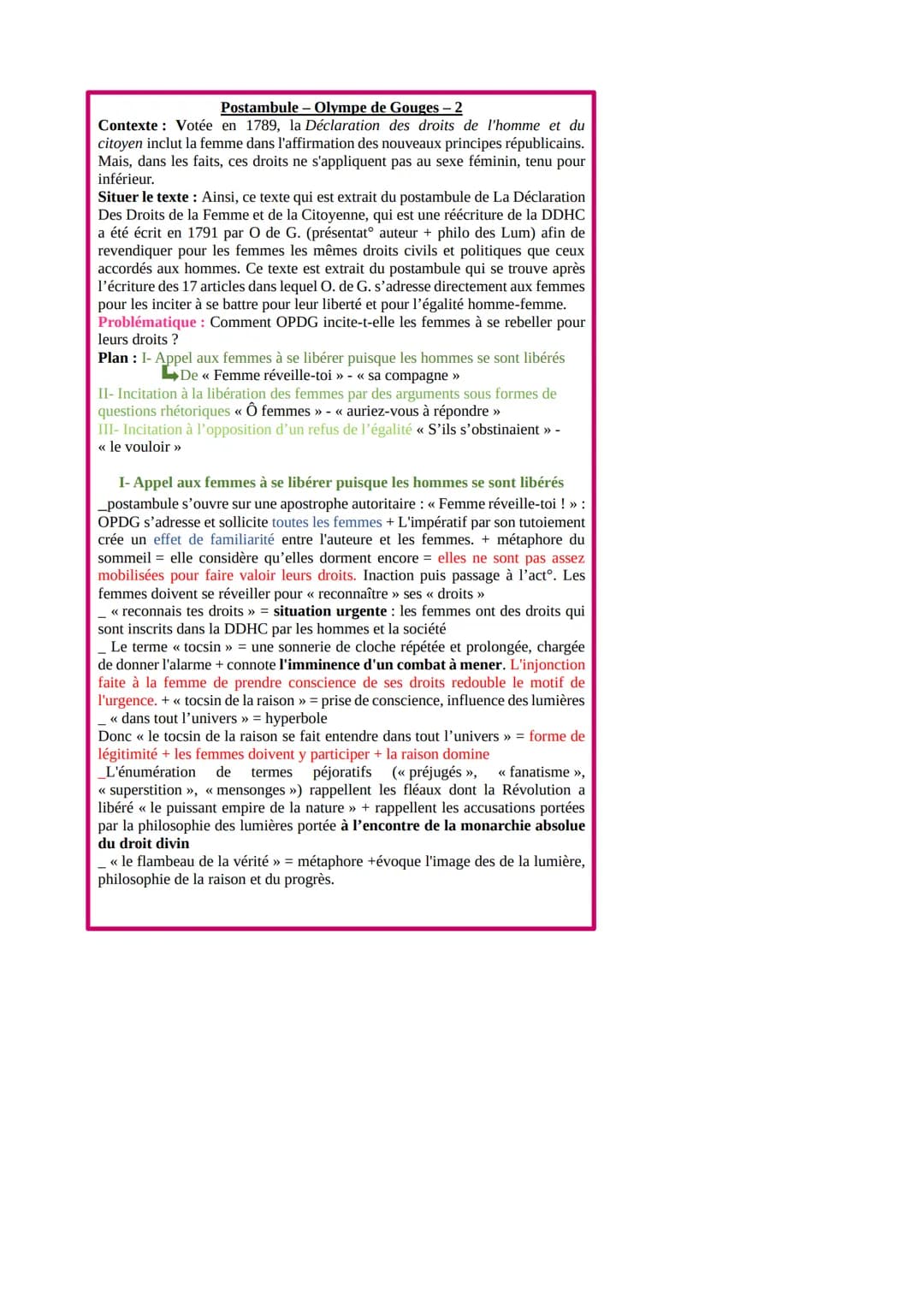 Postambule - Olympe de Gouges - 2
Contexte : Votée en 1789, la Déclaration des droits de l'homme et du
citoyen inclut la femme dans l'affirm