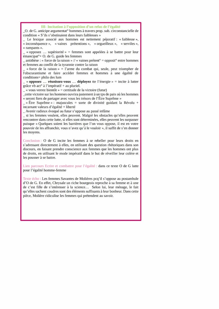 Postambule - Olympe de Gouges - 2
Contexte : Votée en 1789, la Déclaration des droits de l'homme et du
citoyen inclut la femme dans l'affirm