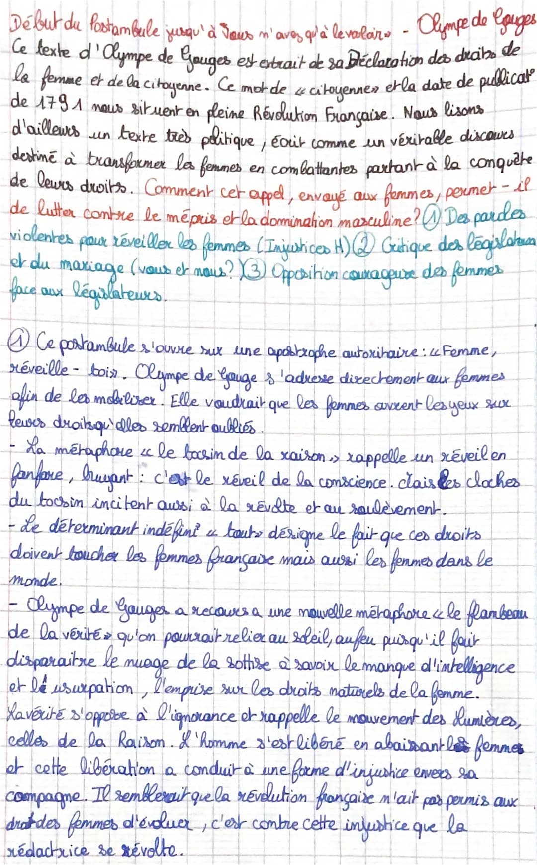 Début du Postambule jusqu'à Jous n'aves qu'à levolaire - Olympe de Gauges
Ce texte d'Olympe de Gouges est extrait de sa Diéclaration des dec