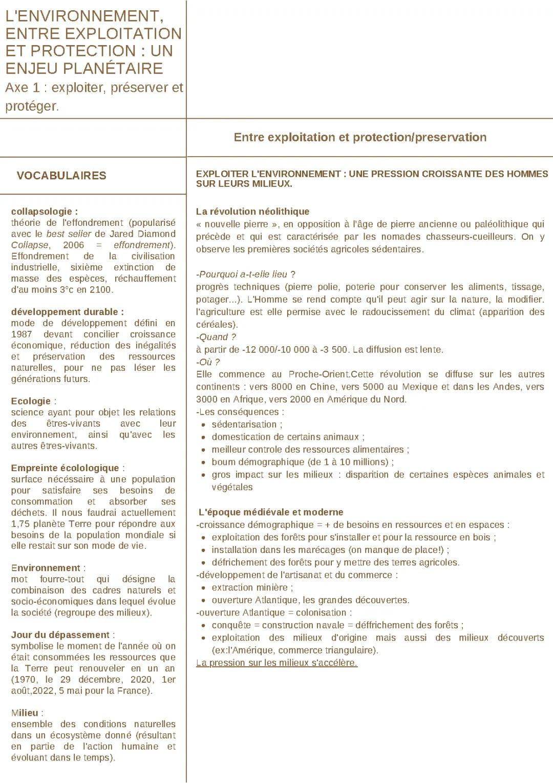Axe 1 thème environnement 