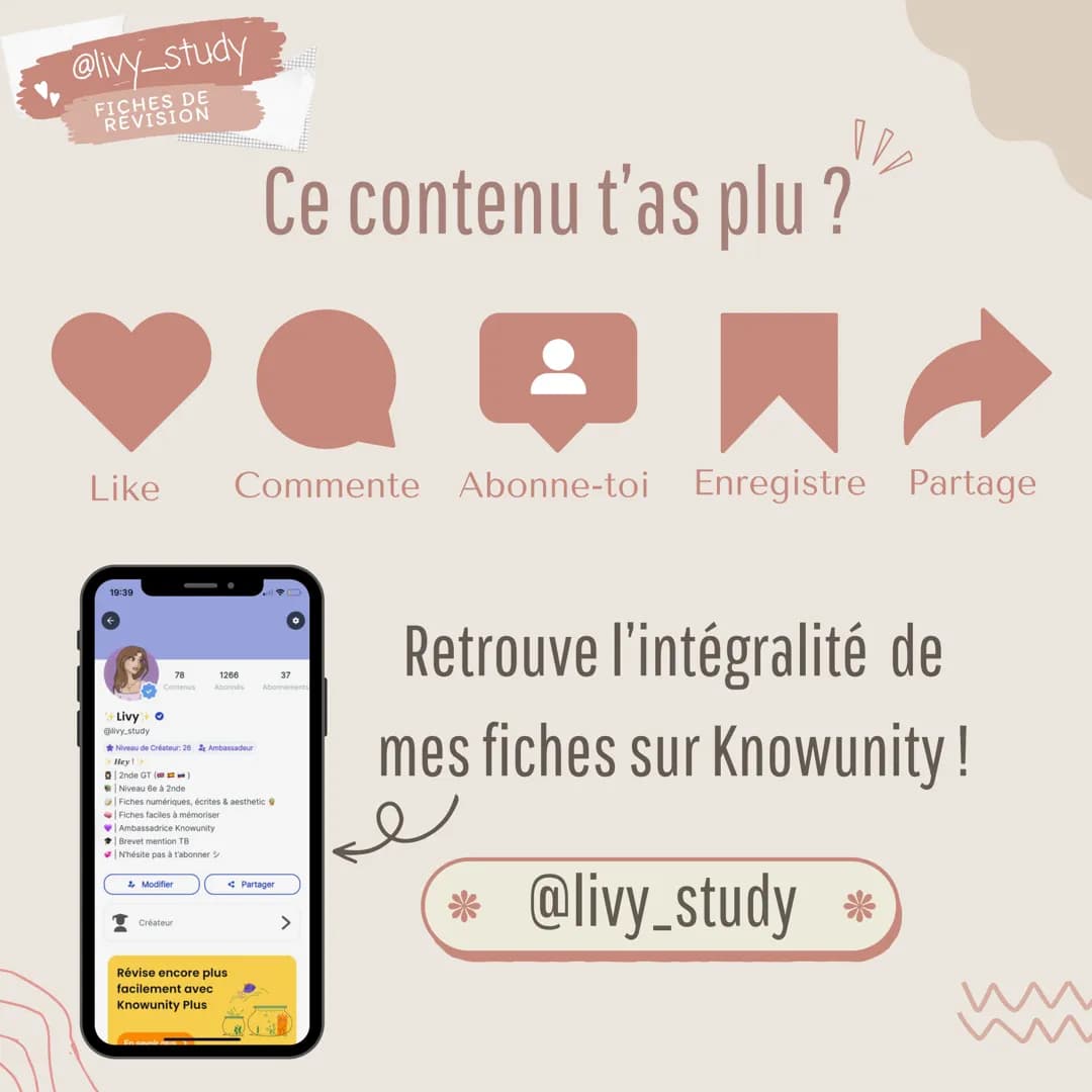 @livy_study
FICHES DE
REVISION
Maths
Théorème
de Thalès
#3 ème
le @livy_study
FICHES DE
REVISION
Configuration de Thales
Théorème : Soit ABC