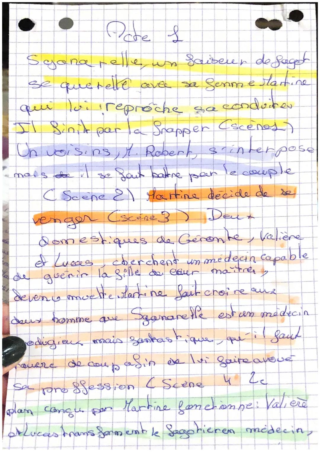 Acte &

Sganarelle, un faiserer de saget
se querelle avec sa Semme startine
qui lui reproche sa conduiter
Il Sinit par la Srapper Cscènes)
U