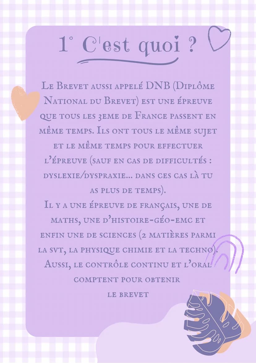 Le k
Brevet
By: @mae_03 1° C'est quoi ?
LE BREVET AUSSI APPELÉ DNB (DIPLÔME
NATIONAL DU BREVET) EST UNE ÉPREUVE
QUE TOUS LES 3EME DE FRANCE 