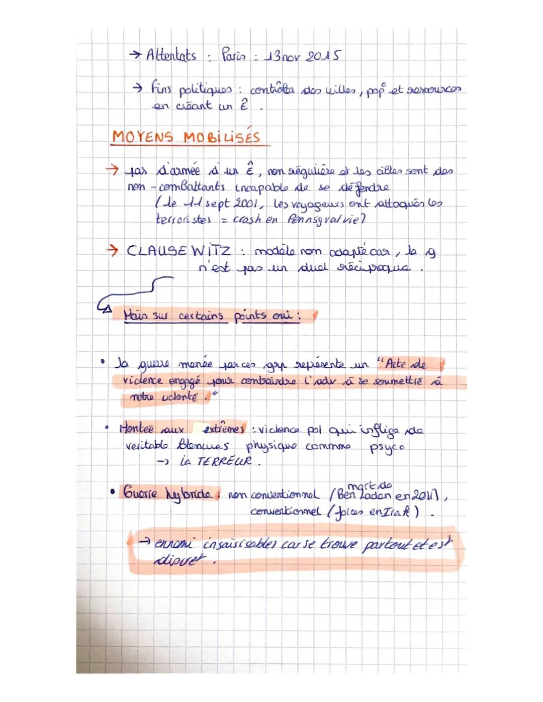 # LE TERRORISME

Guerres irrégulières implique des acteurs non - étatique
faisant usage de la vielance armée sur
des pop civiles ou cibles m