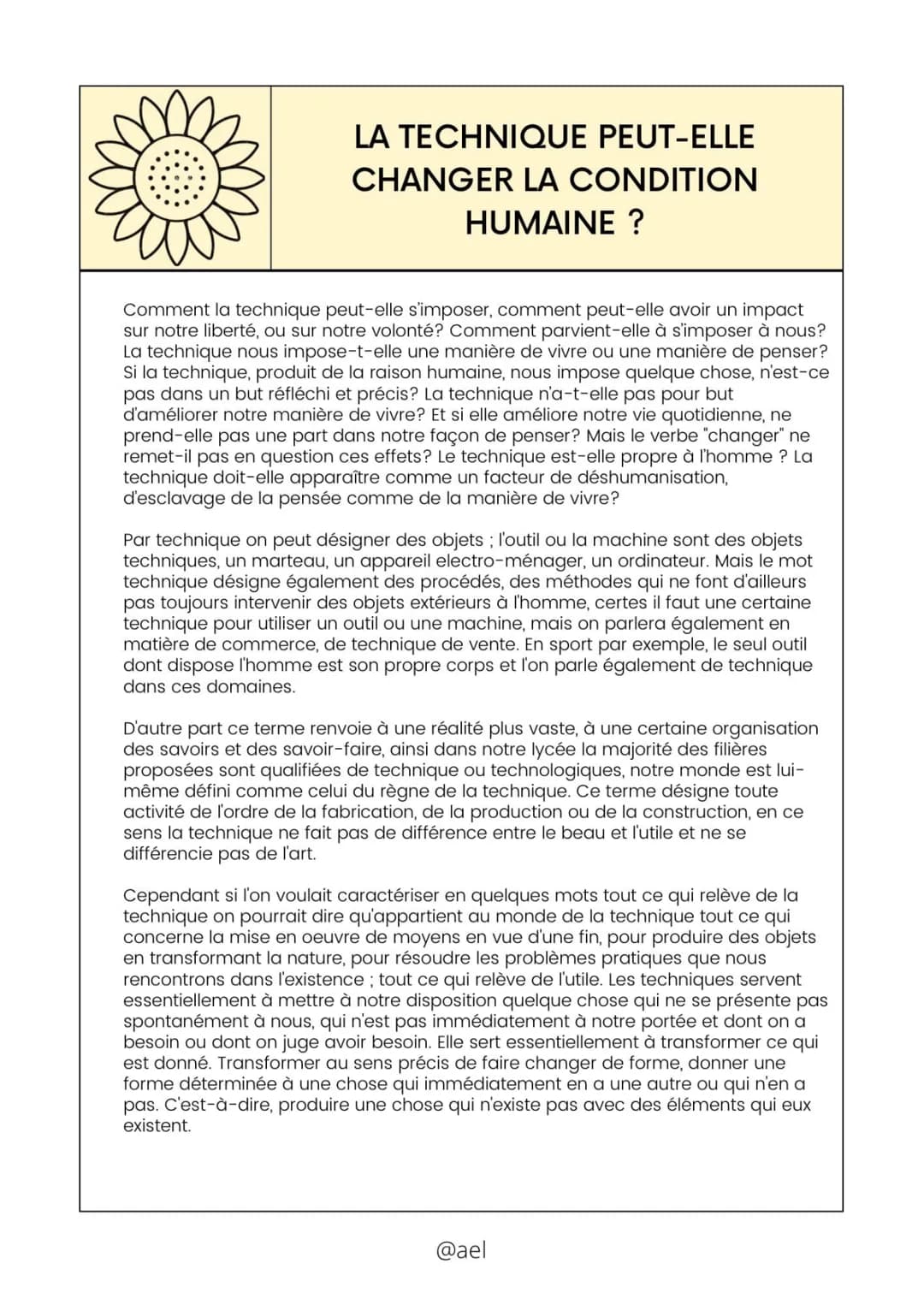 LA TECHNIQUE PEUT-ELLE
CHANGER LA CONDITION
HUMAINE ?
Comment la technique peut-elle s'imposer, comment peut-elle avoir un impact
sur notre 