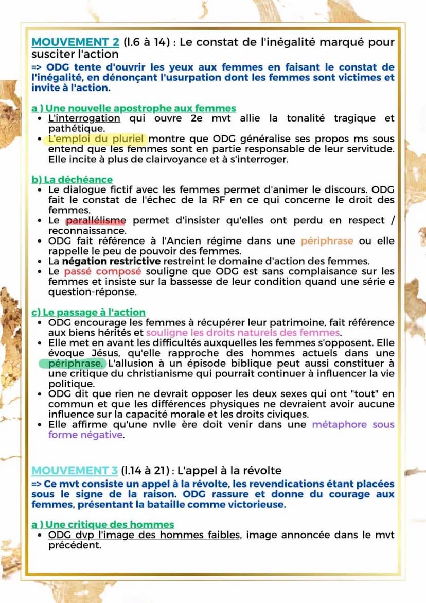 LA LITTÉRATURE D'IDÉES DU XVIEME AU XVIIIEME SIECLE
POSTAMBULE
ECRIRE ET COMBATTRE POUR L'ÉGALITÉ INTRODUCTION
La Révolution Française (RF) 