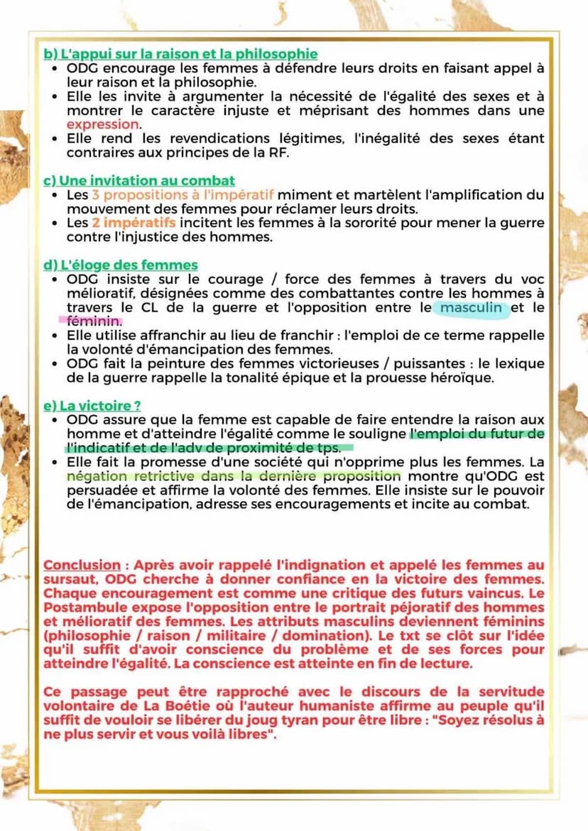 LA LITTÉRATURE D'IDÉES DU XVIEME AU XVIIIEME SIECLE
POSTAMBULE
ECRIRE ET COMBATTRE POUR L'ÉGALITÉ INTRODUCTION
La Révolution Française (RF) 