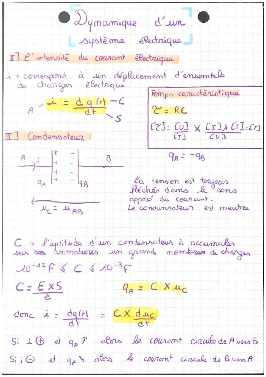 Comprendre l'intensité du courant électrique dans un condensateur et le dipôle RC