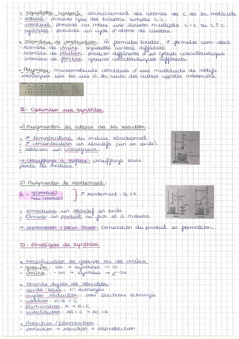 Synthèse organique
CHIMIE
I- Qu'est-c qu' une molecule organique?
• Chimie organique: Chimie des molècules composões de C, H, O et N.
Formul