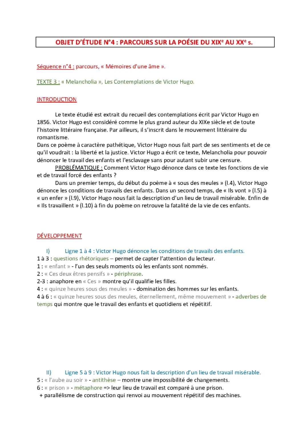 Melancholia de Victor Hugo - Analyse PDF et Plan Détailé