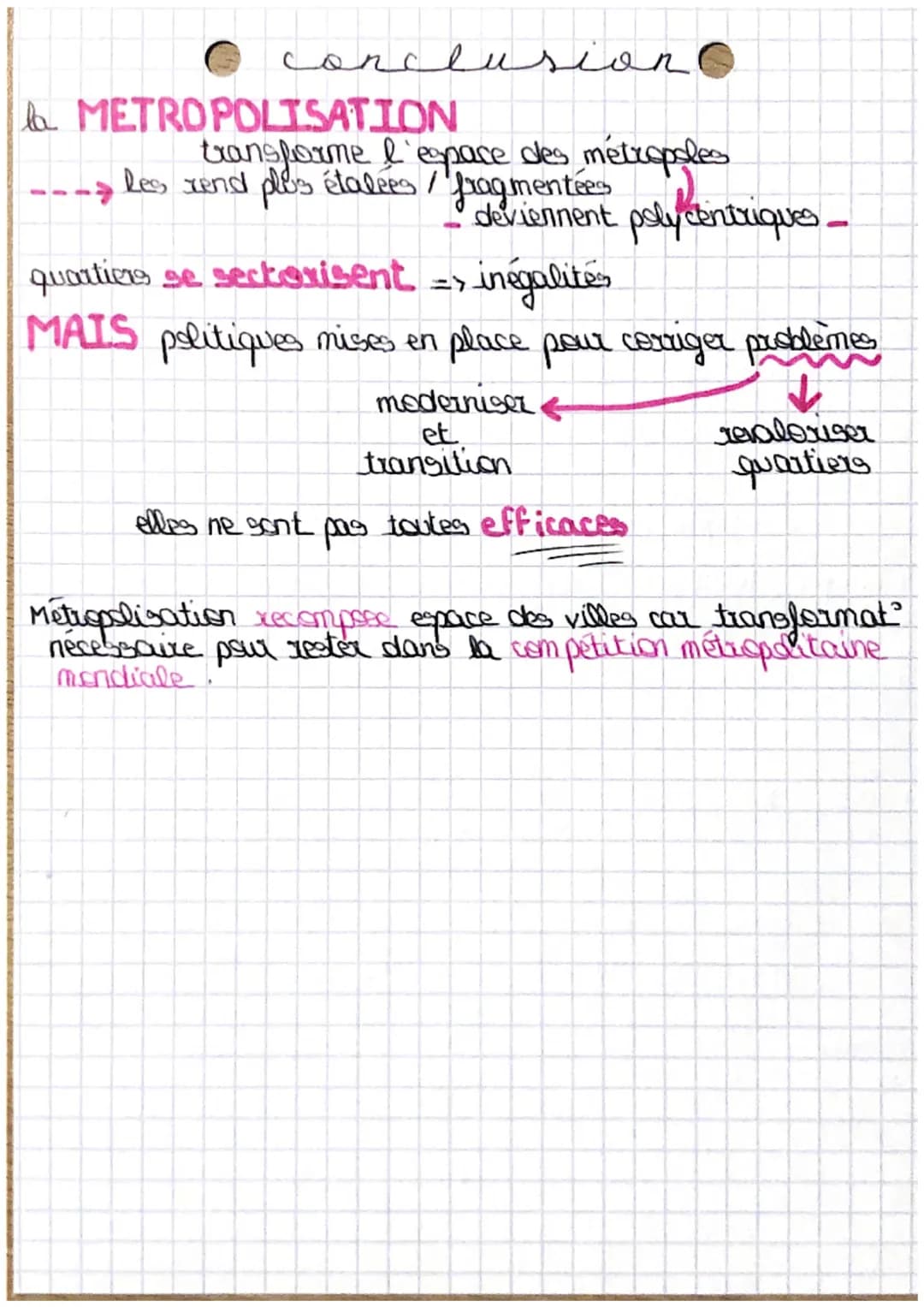 METROPOLES INEGALES
EN MUTATION
Etalement urbain = extension wibonisée en périphérie des
villes.
Aire wrhaine - ensemble formé par un pôle w
