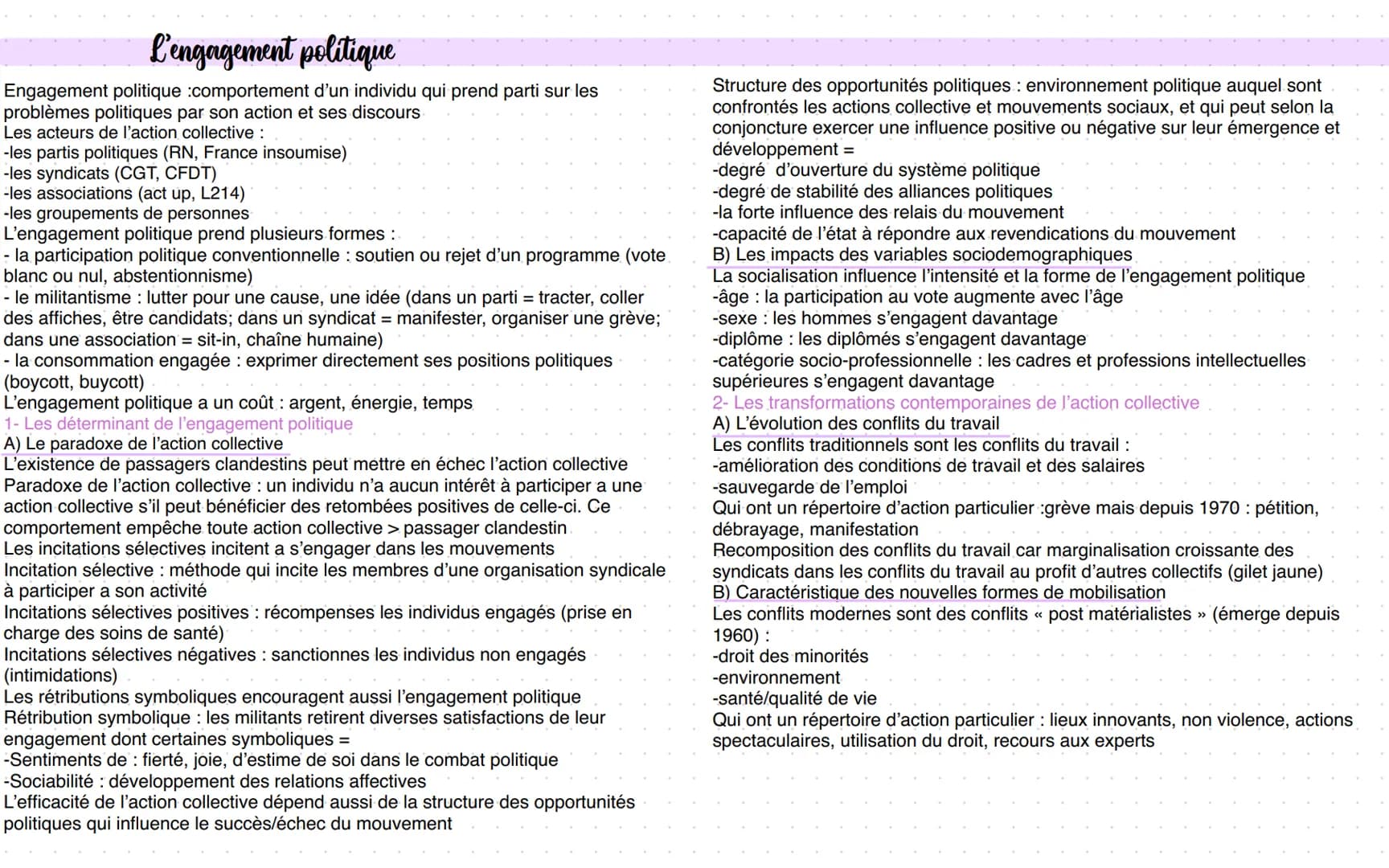 
<p>L'engagement politique se définit par le comportement d'un individu qui prend position sur les questions politiques à travers ses action