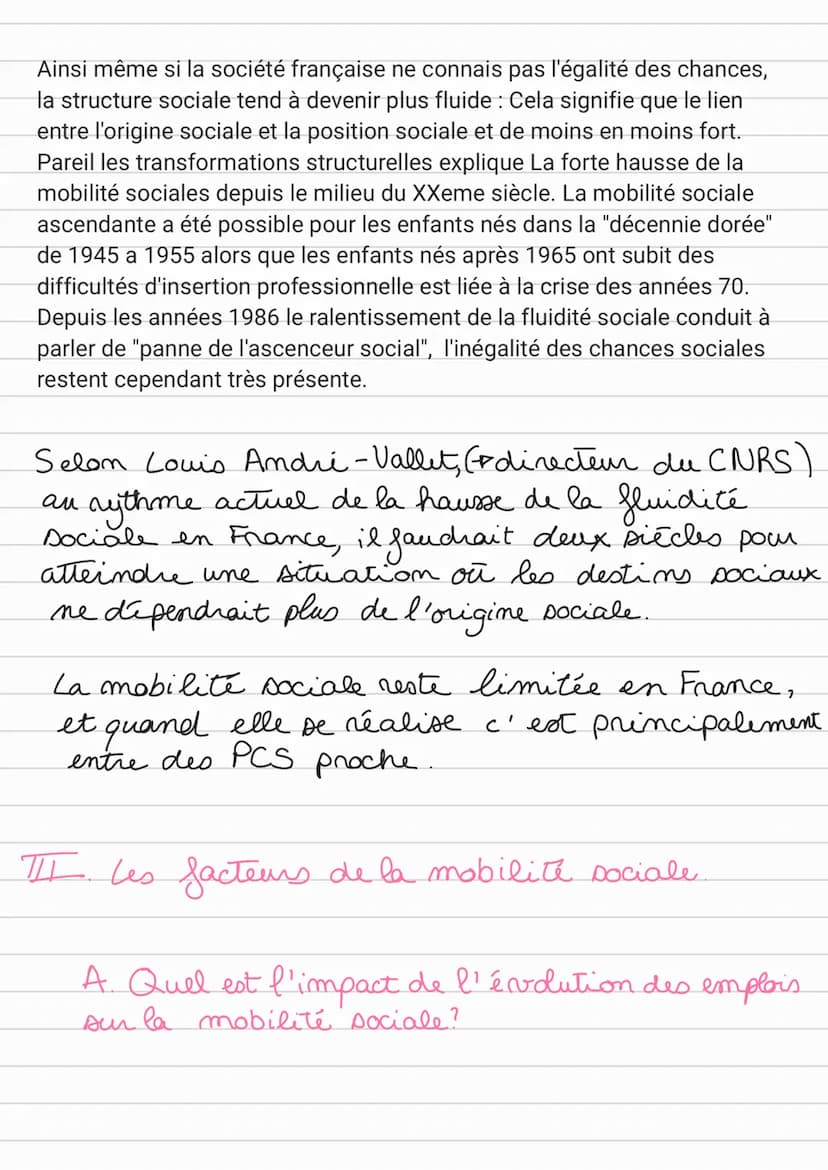 Dossier 5:
Quels sont les caractéristiques.
contemporaines et les facteurs de la mobilité
sociale?
Socio
Au cours d'une vie et par rapport a
