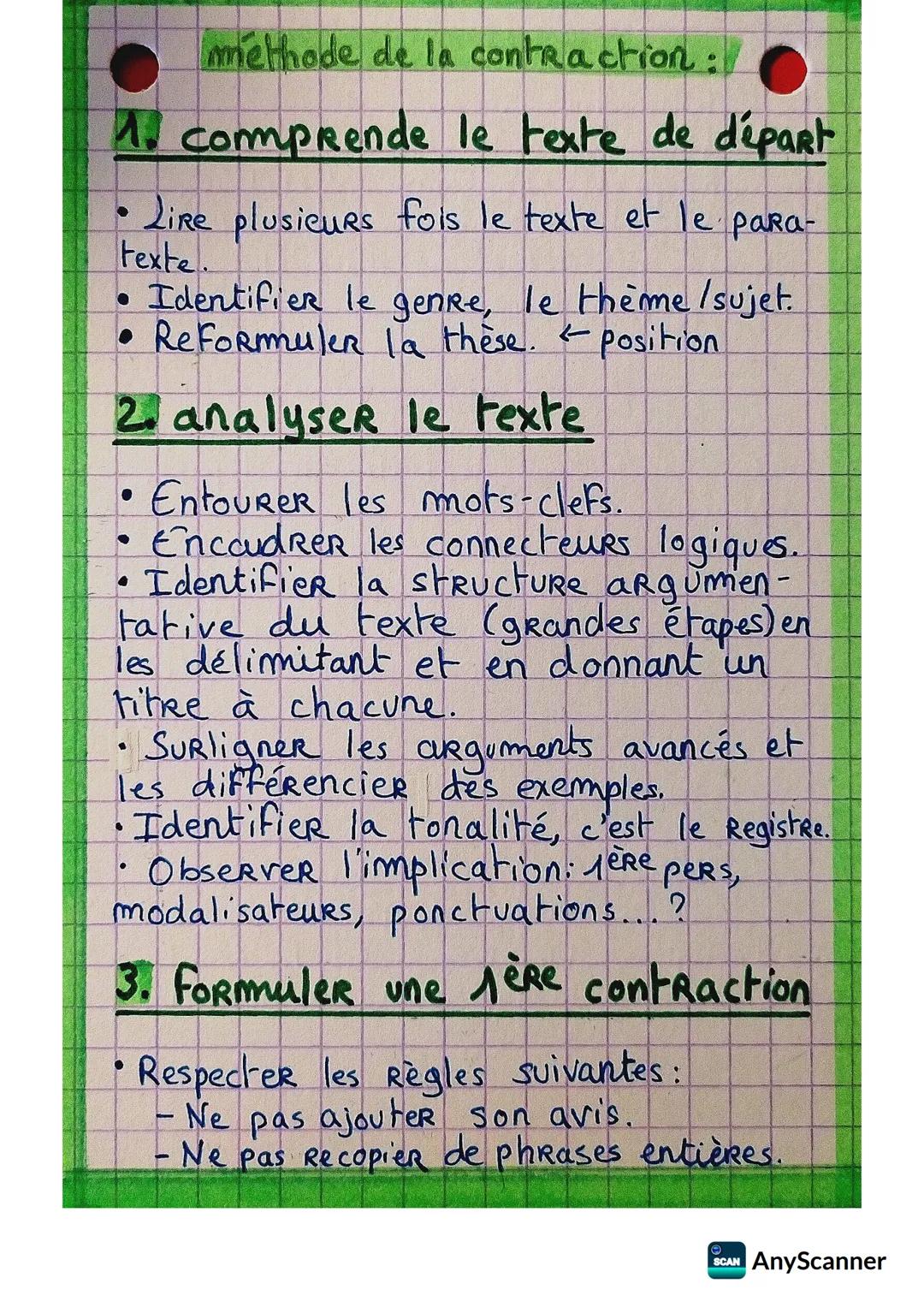 # méthode de la contraction:

1. comprende le texte de départ

*   Lire plusieurs fois le texte et le para-
texte
*   Identifier le genre, l