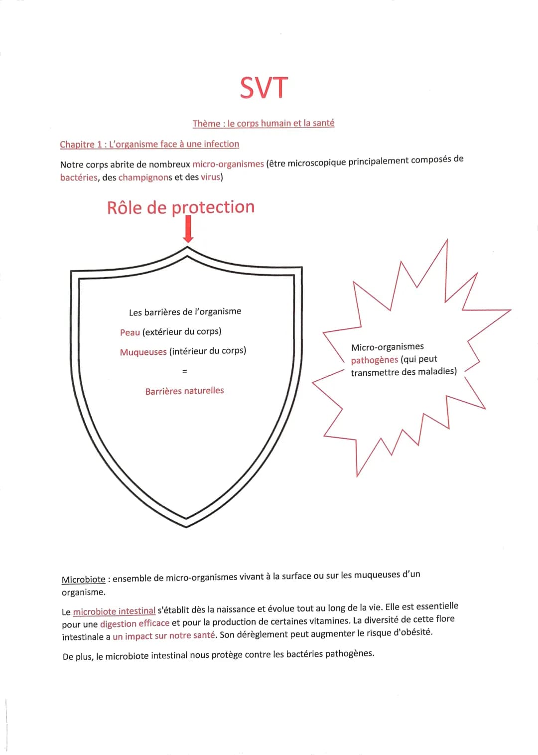 SVT
Thème: le corps humain et la santé
Chapitre 1: L'organisme face à une infection
Notre corps abrite de nombreux micro-organismes (être mi