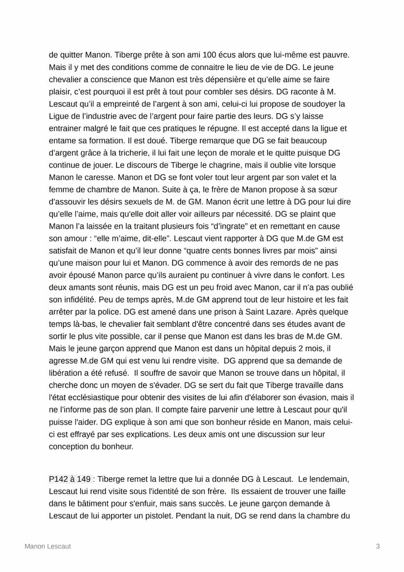 Manon Lescaut
Abbé Prévost
Partie 1:
p23 à 37: Le narrateur, Renoncour arrive à Paçy sur Eure et voit une femme prête à
être emmenée en Amér