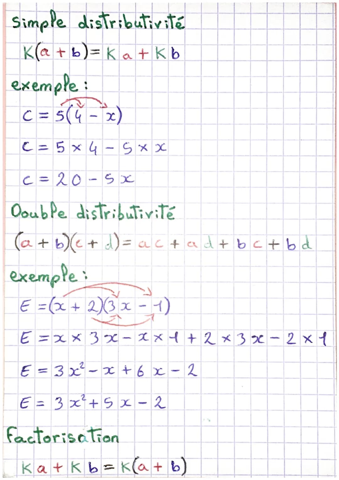 mathématiques
Thème n°6
<< + >> devant des parenthèses
+ →> +
<<->> devant des parenthèses : +→-
exemples:
A
5+(4
↓
A = 5 + 40x
તે
9
X
x)
ré