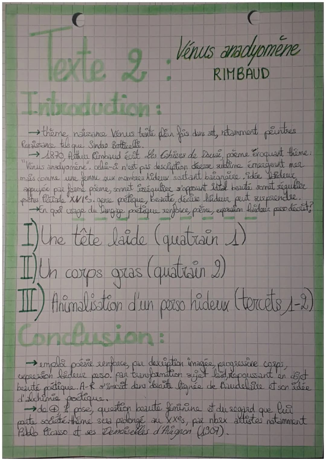 Texte
G
Introduction:
→ theme naissance Vénus traite plain fais duns art, notamment peintres
Renaissance tels que Sandro Batticelli.
mais co