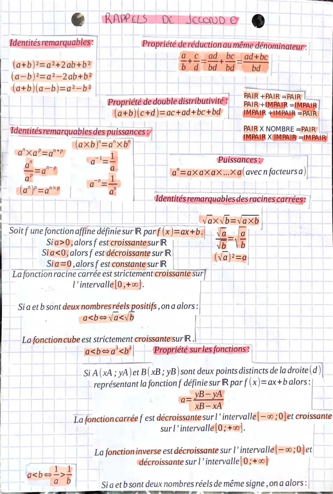 Rappels de seconde