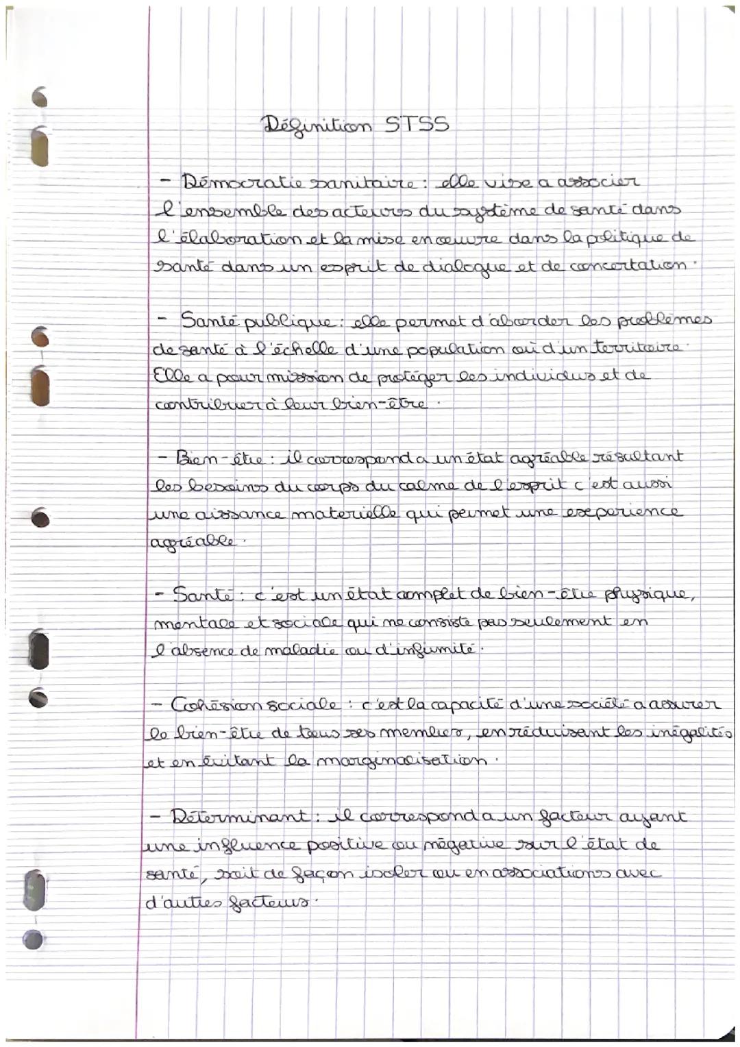 les définitions en STSS les plus importantes 