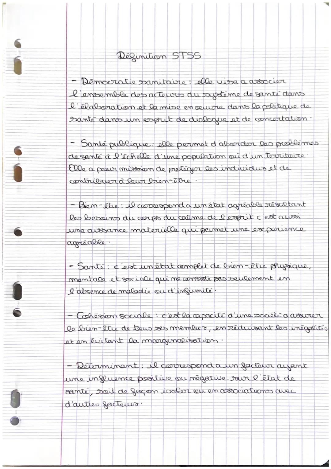 -
Definition STSS
Démocratie sanitaire: elle vise a associer
l'ensemble des acteurs du système de santé dans
l'élaboration et la mise en oeu