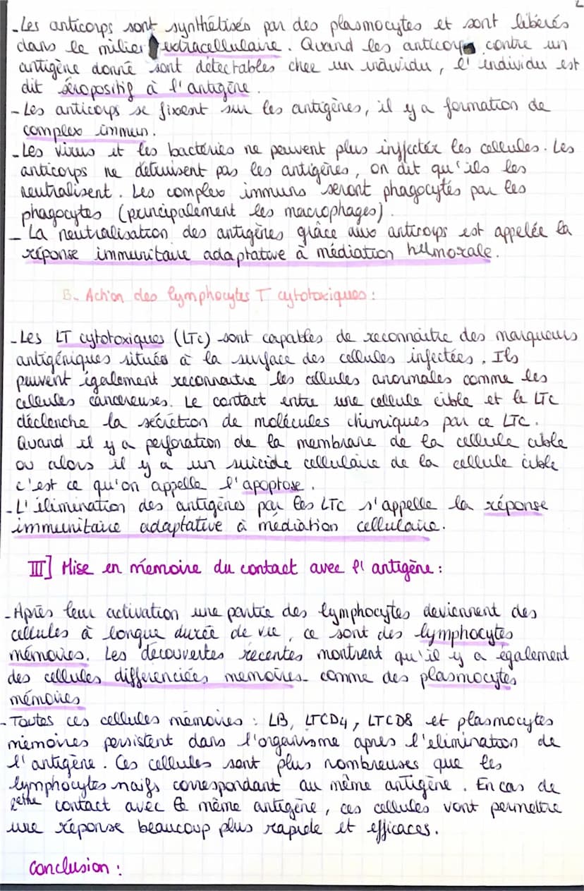 Chapitre : L'immunité adaptative:
Introduction:
-Si la réponse immunitaiice innée n'est pas suffisante pour eliminer
I''antigène. La réponse