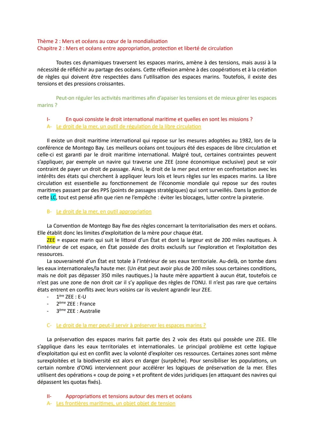 Mers et océans entre appropriation, protection et liberté de circulation
