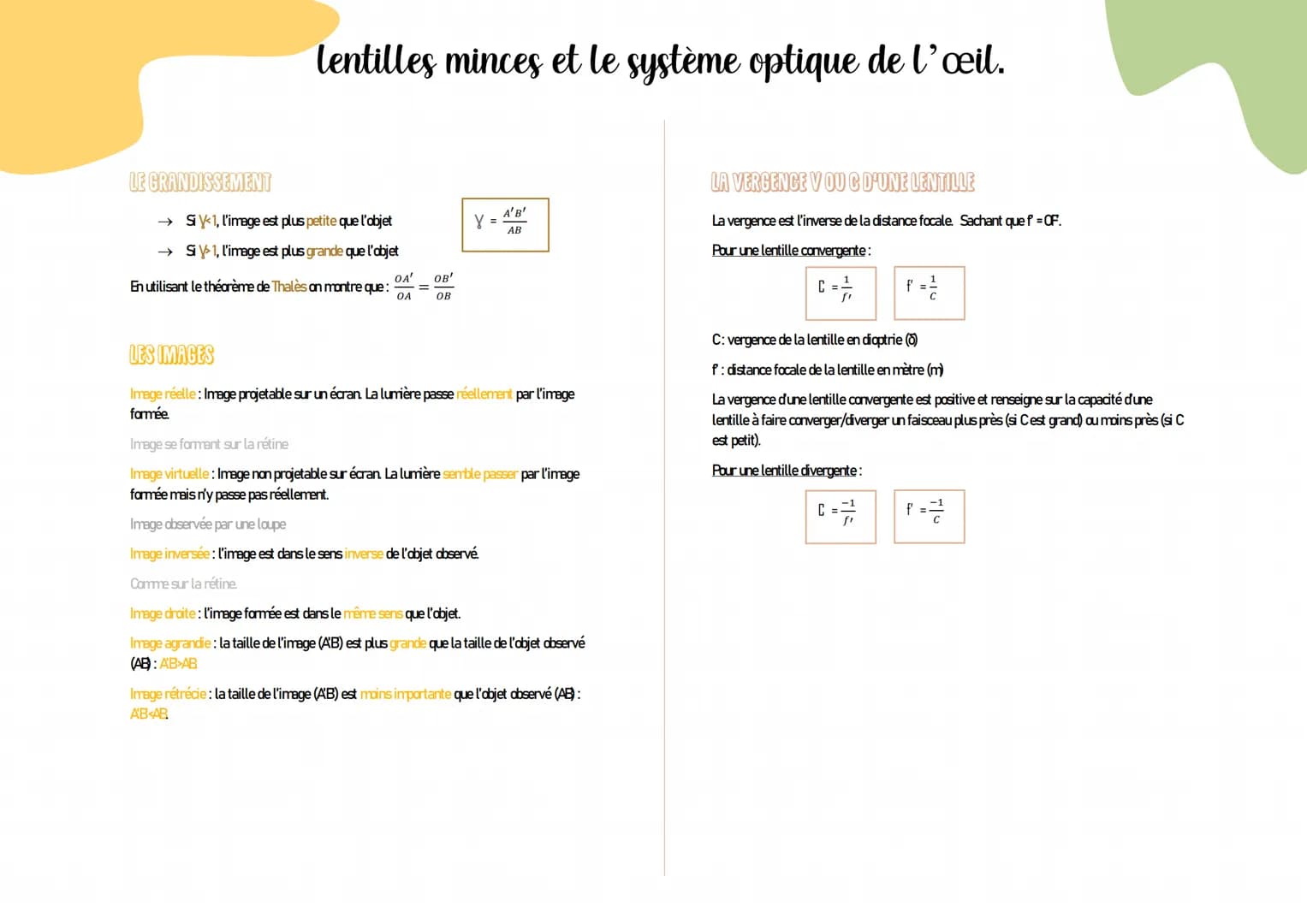 LES DIOPTRES
La lumière se propage en ligne droite dans les milieux transparents et homogènes: quand
l'indice optique n est identique.
Lorsq