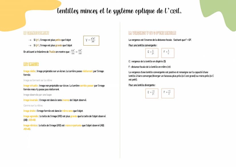 LES DIOPTRES
La lumière se propage en ligne droite dans les milieux transparents et homogènes: quand
l'indice optique n est identique.
Lorsq
