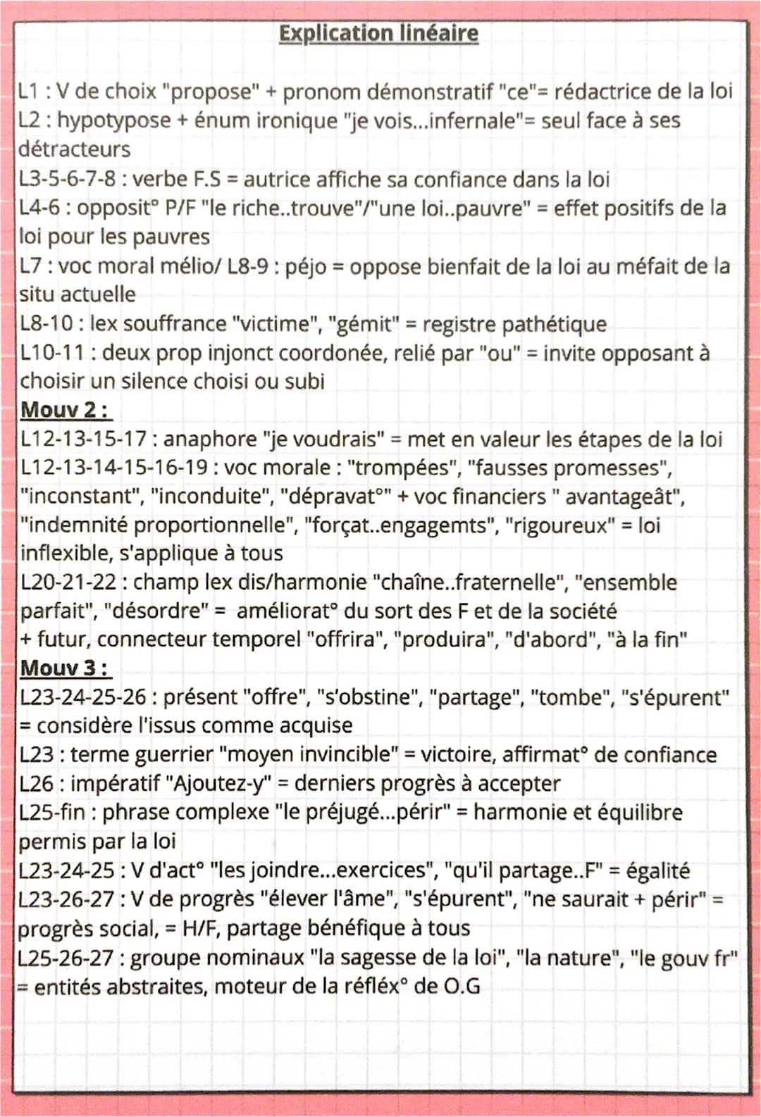 Texte 13
2e partie postambule, Olympe de Gouges
Intro:
O.G est une femme de lettre d'origine bourgeoise de la 2nd moitié du 18e
siècle. Son 