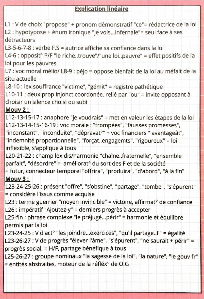 Texte 13
2e partie postambule, Olympe de Gouges
Intro:
O.G est une femme de lettre d'origine bourgeoise de la 2nd moitié du 18e
siècle. Son 