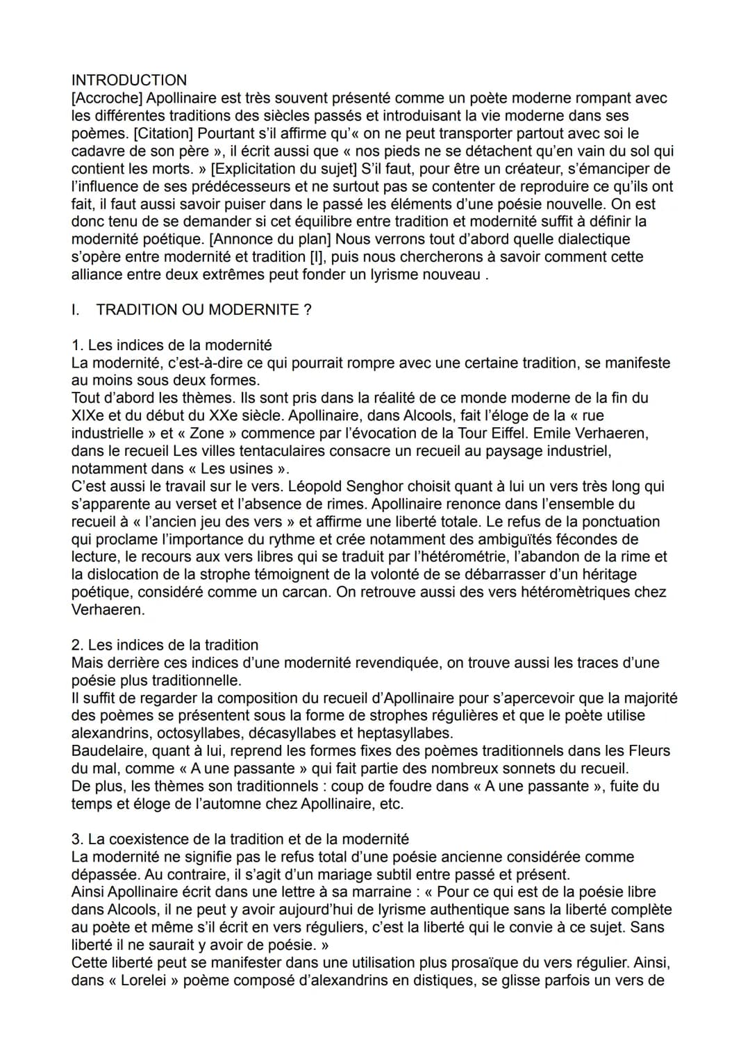 INTRODUCTION
[Accroche] Apollinaire est très souvent présenté comme un poète moderne rompant avec
les différentes traditions des siècles pas